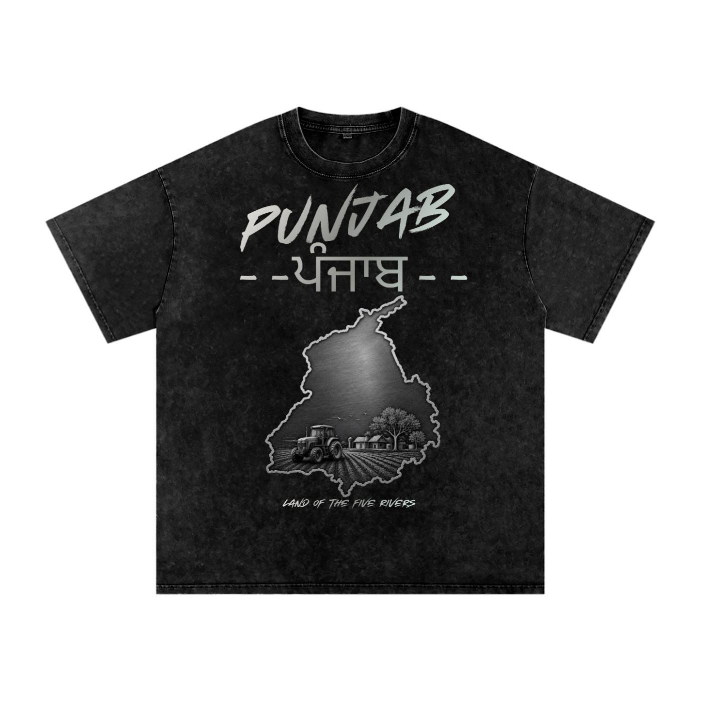 Roots of Punjab Snow Washed Oversized T-Shirt